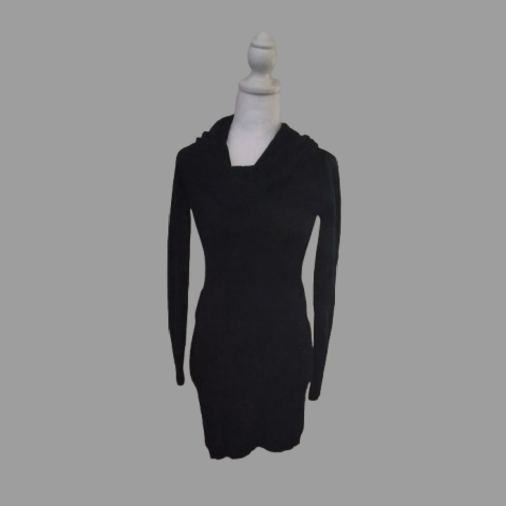 Red Paint Sweater Dress Cowl Neck Long Sleeve Black Sz M Bodycon Grunge Emo